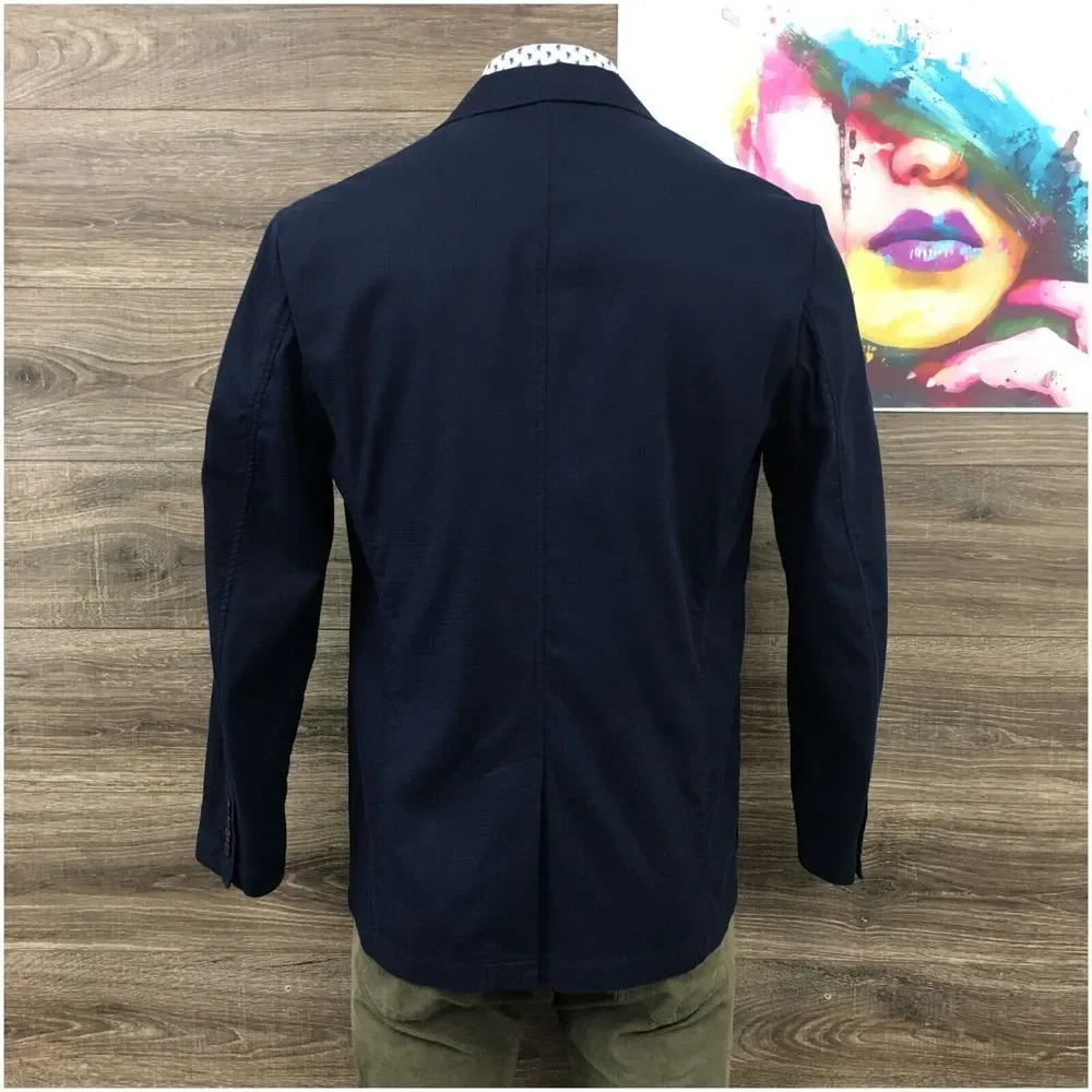 HUSH PUPPIES‎ Mens Blazer Sport Coat Casual Jacket Size 42R Blue Cotton Suit